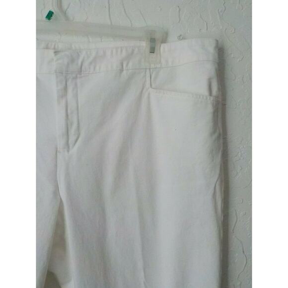 Chaps White Ankle Pants Women size 22W Stretch Cotton Flat Front Zip Up - Picture 3 of 7
